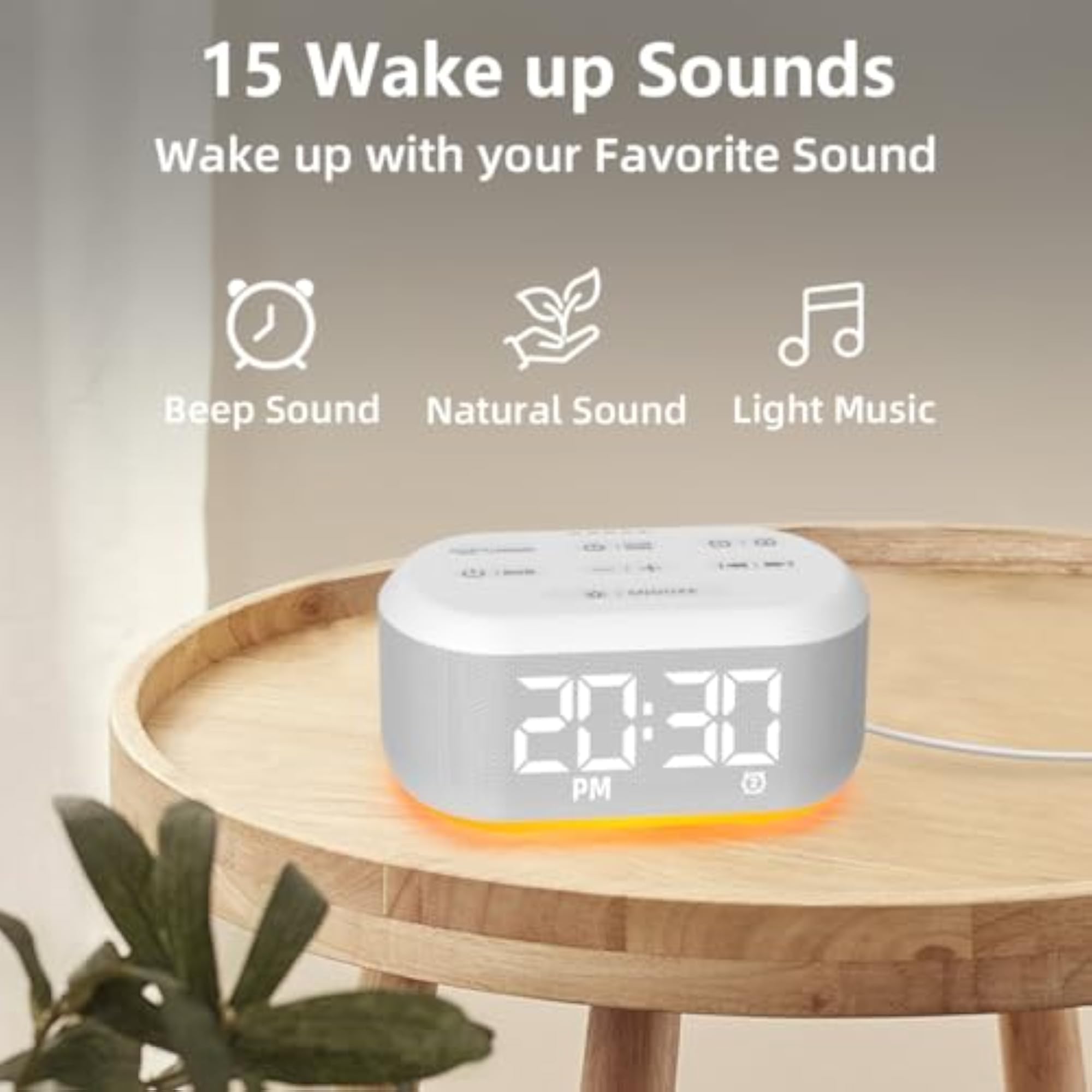 Small Digital Alarm Clock with Sound Machine